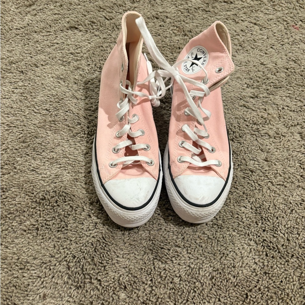 Converse Blush Pink High-Tops with White Accents